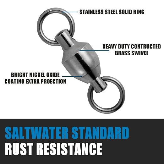 Dr.Fish 20 Pack Ball Bearing Fishing Swivels, Swivels Fishing Tackle Saltwater, Freshwater Stainless Heavy Duty Lure Leader Line Connector #4