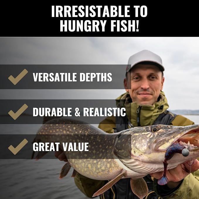 LUNKERHUNT Deep Diving Crankbaits – 4-Pack | Premium Hard Bait Fishing Lures for Bass, Walleye & Saltwater | Ideal for Deep Water Action