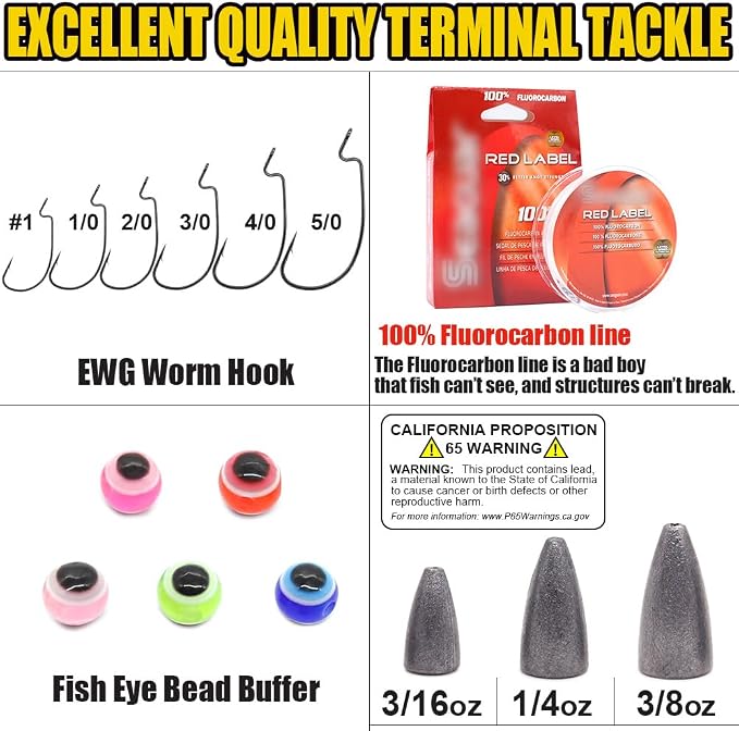 Texas-Rigs-for-Bass-Fishing-Leaders-with-Weights-Hooks-Rigged-Line-Kit