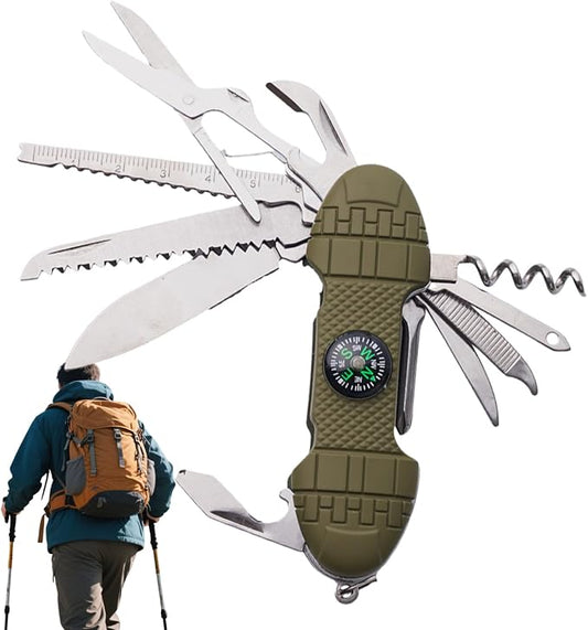 Pocket Multi Tool - Multifunctional Folding Opener, Compact Multi Tools for Survival, Versatile Utility Gear, Portable Pocket Device with Fishing Hook, Outdoor Gear Unit for Hiking and Repairing