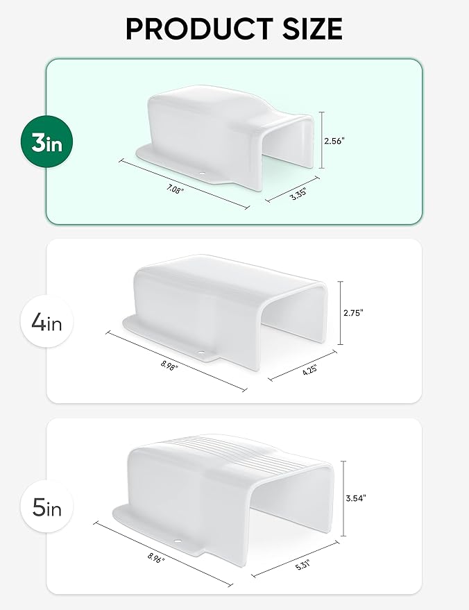 3" Entry Wall Cover Line Cover Set Parts PVC Accessory for Decorative for Ductless Mini Split, Central AC and Heat Pumps, White
