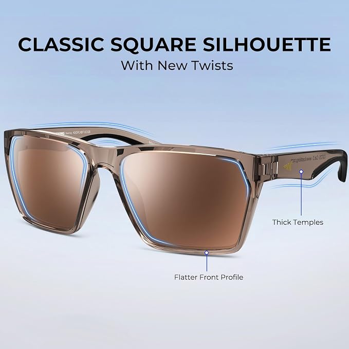 KastKing Beartrap Polarized Sports Fishing Sunglasses, With PuriVex Protective Lens Coating, Square Frame Design, Men Women