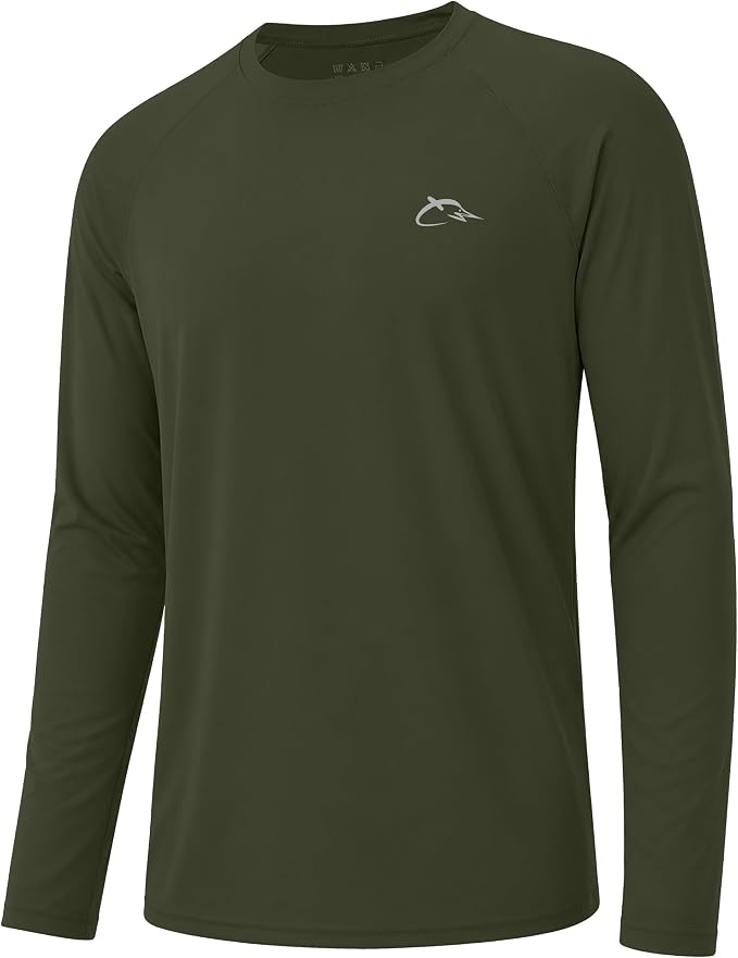 FISHEAL Men's Long Sleeve Fishing Shirts, UPF 50+ Camo Sun Protection Rash Guard, UV Shirt for Swimming Hunting Outdoor