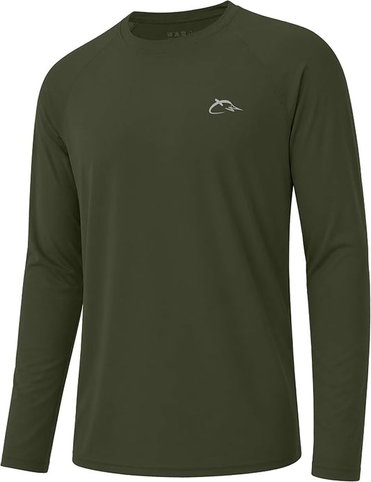 FISHEAL Men's Long Sleeve Fishing Shirts, UPF 50+ Camo Sun Protection Rash Guard, UV Shirt for Swimming Hunting Outdoor