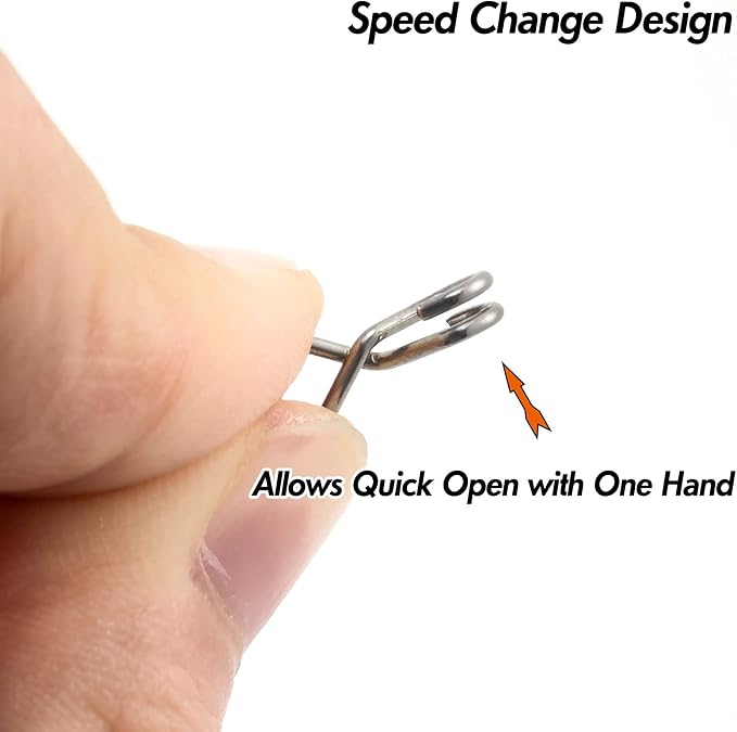 Dr.Fish 20 Pack Speed Clips Stainless Steel Fishing Clips Quick Change Lure Clips Fishing Snaps Freshwater Crankbait Snaps