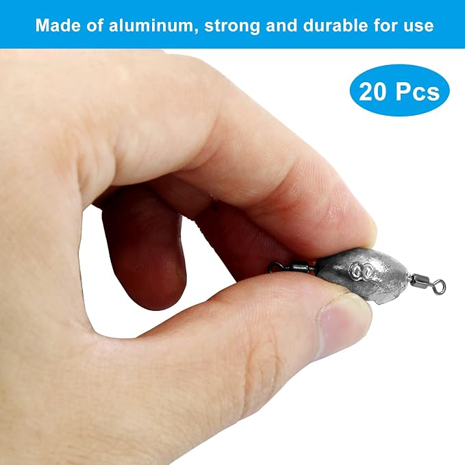 Uenhoy Fishing Weights Inline Trolling Fishing Sinker Tackle with Inner Swivels, Oval Drop Casting Fishing Weight Sinkers