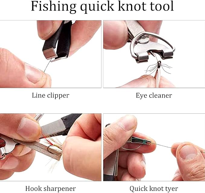 4 Pack Fishing Knot Tying Tool, Fast Line Clippers Tie Tippet Cutter Nipper Quick Nail with Retractor Zinger