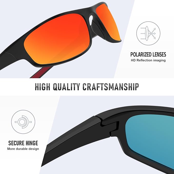 Sports Polarized Sunglasses for Men Women Wrap Around Sun Glasses Fishing Cycling Driving Running UV Protection