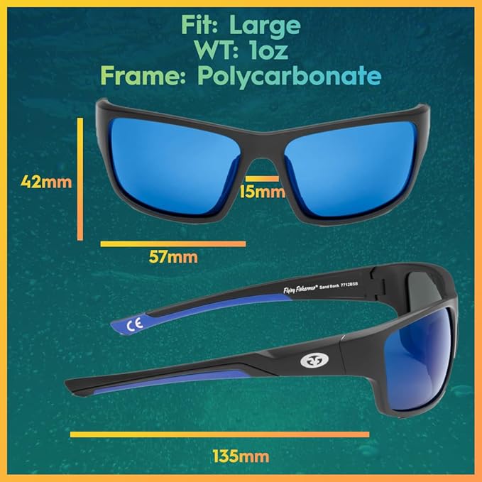 Flying Fisherman Sand Bank Polarized Sunglasses for Men, Women, Fishing, Boating, Outdoor Sports, 100% UV Protection