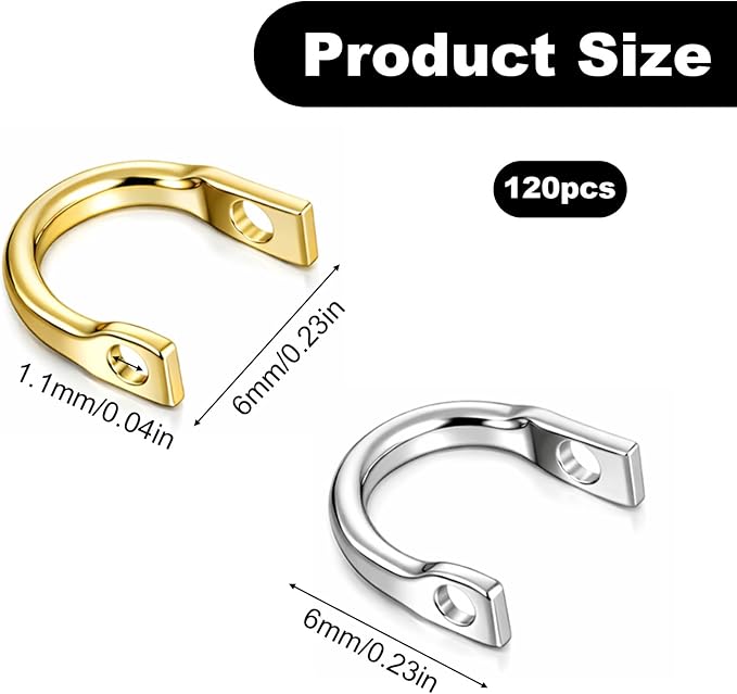 120 Pcs Fishing Clevis Spinner Blade for Lure Making Spinnerbait Parts Accessory Spinner Clevis Easy Spin Fishing Spinners Clevises U-Shaped Brass Links Freshwater Saltwater
