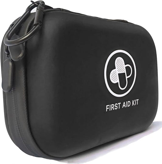 First Aid Kit 152 Piece Waterproof Hard Shell Portable Medical Kit, Black | Waterproof Hard Shell Portable IFAK Emergency Kits for Home, Camping, Hiking, Sports, Office, Travel, Outdoor