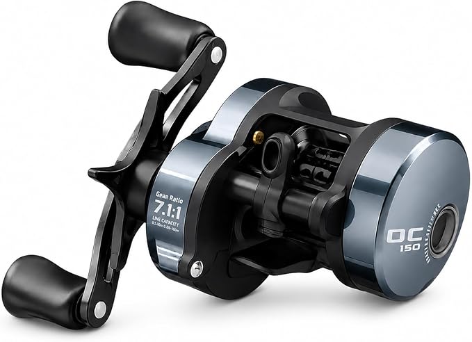 Round DC Baitcasting Reel, Digital Control Anti-Backlash with Signature DC Sound, 7.1:1 Gear Ratio, 17.6LB Drag for Bass Freshwater