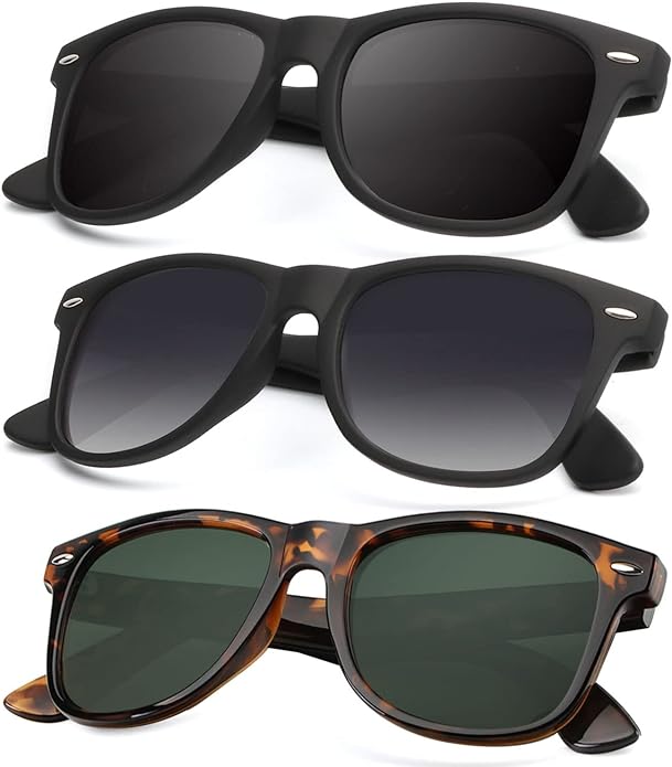 KALIYADI Polarized Sunglasses for Men and Women Matte Finish Sun glasses Color Mirror Lens UV Blocking (3 Pack)