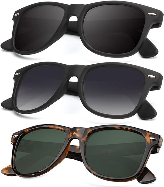 KALIYADI Polarized Sunglasses for Men and Women Matte Finish Sun glasses Color Mirror Lens UV Blocking (3 Pack)