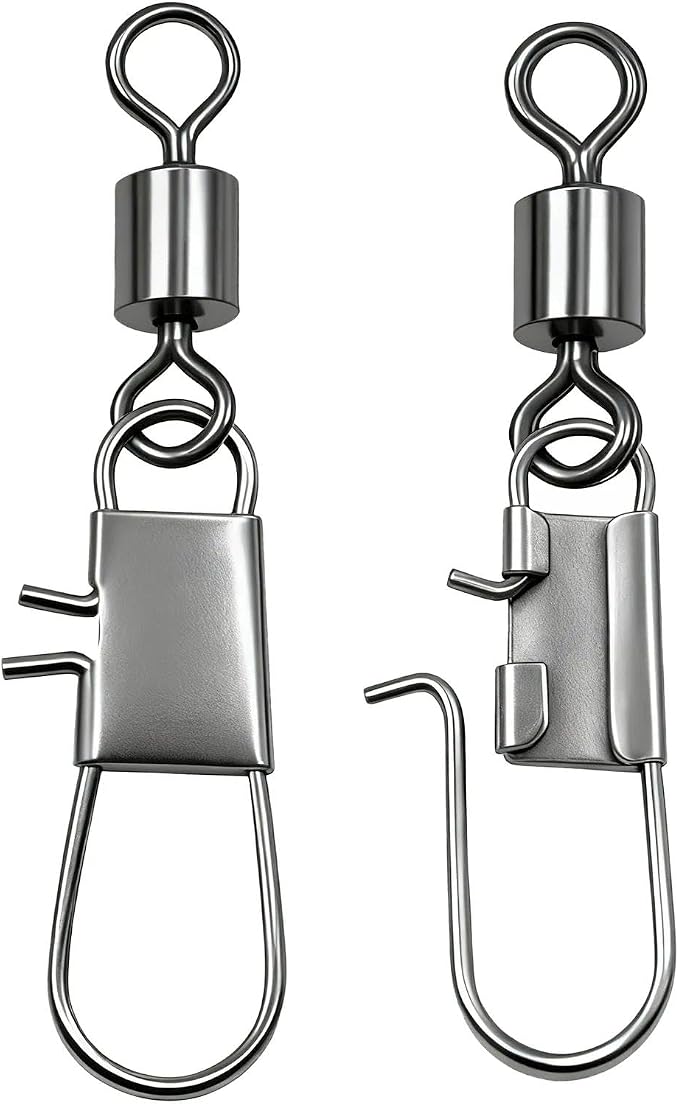 Fishing Swivel Snaps 50pcs Rolling Swivels Clips, High-Strength & Corrosion Resistance for Saltwater and Freshwater Fishing Tackle