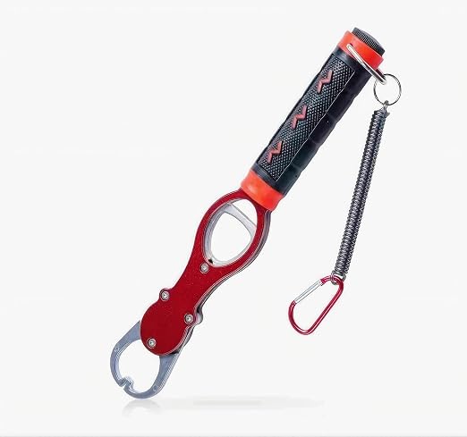 Fish Lip Gripper with Scale, Fish Control Tool Fish Grabber, Stainless Steel Fishing Pliers with Non-Slip Handle, Portable Fish Holder Tool for Saltwater Freshwater Fishing