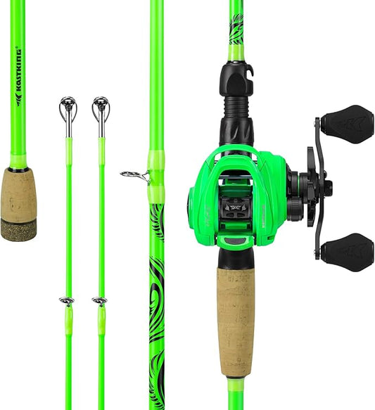 KastKing Zephyr Dual-Tip Fishing Rod and Reel Combo,Spinning & Baitcaster Combo,Dual Tips Section for Different Powers,IM6 Graphite 2-Piece Rod with Extra Tip,Sensitive & Powerful,Freshwater Fishing
