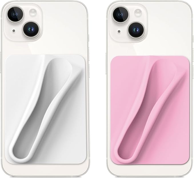 DOB SECHS Silicone Lip Holder for Cell Phone Lipstick Lip Glaze Phone Case Adhesive Back Stick On Holder for iPhone and Android Smartphone,Grey+Light Pink