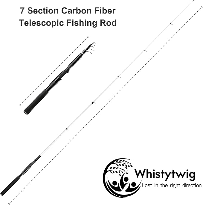 Whistytwig Carbon Fiber Telescopic Fishing Rod - Portable Collapsible Design for Travel and Adventure - Versatile Saltwater and Freshwater Fishing Pole