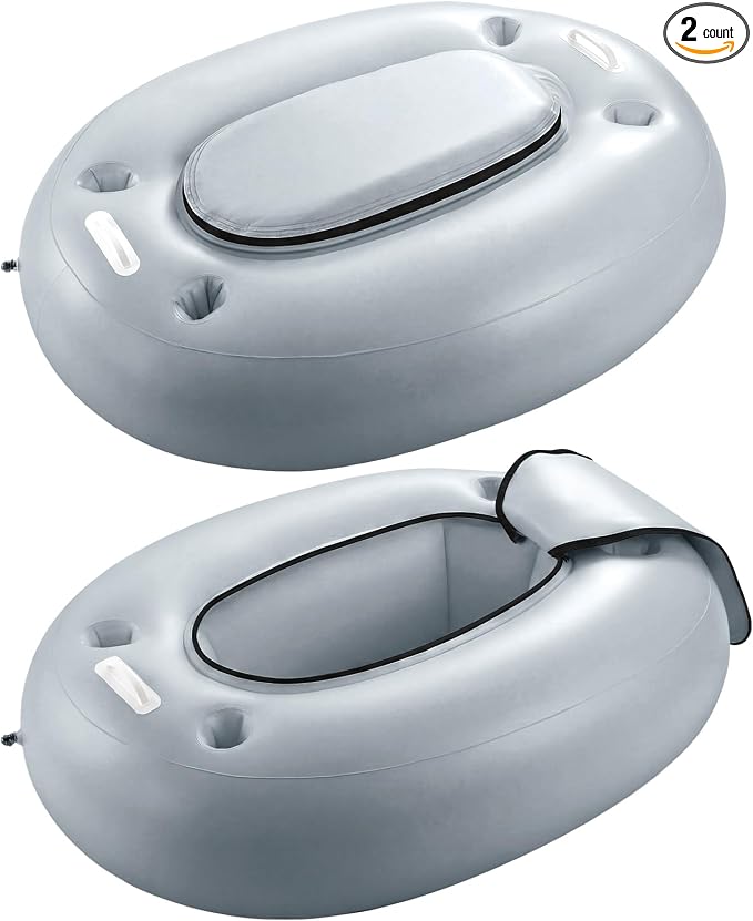 Threehoney 2 Pack Floating Coolers for River Inflatable Cooler 40 Qt - River Cooler Float with Lid Built in Four Cup Holder
