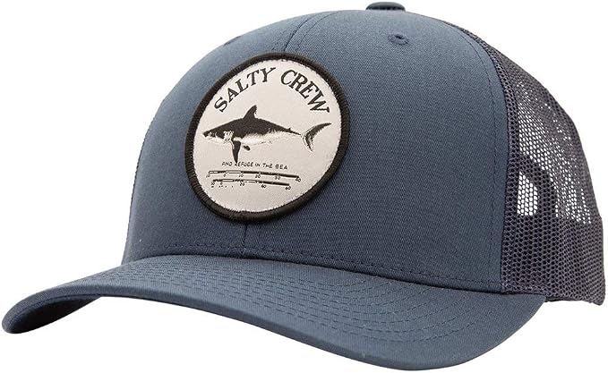 Salty Crew Shark Logo Retro Trucker Hat - Unisex Adjustable Baseball Hat for Adults - Premium Cotton