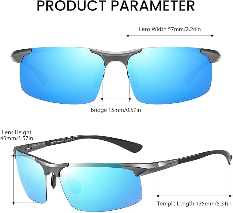 DUCO Polarized Sunglasses Mens Ultralight Carbon Fiber Sun Glasses for Men Driving Sports Fishing UV400 Protection DC8277