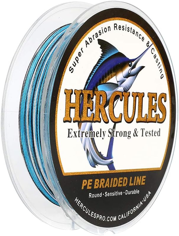 HERCULES Cost-Effective Super Strong 4 Strands Braided Fishing Line 6LB to 100LB Test for Salt-Water, 109/328 / 547/1094 Yards (100M / 300M / 500M / 1000M), Diam# 0.08MM - 0.55MM, Hi-Grade