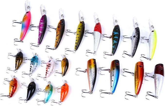Aorace Fishing Lures Kit Mixed Including Minnow Popper Crank Baits with Hooks for Saltwater Freshwater Trout Bass Salmon Fishing