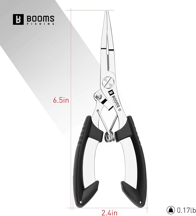 Booms Fishing H01 Small Fishing Pliers Scissors Braid Cutters Stainless Steel Fishing Tools Split Ring Pliers Hook Remover