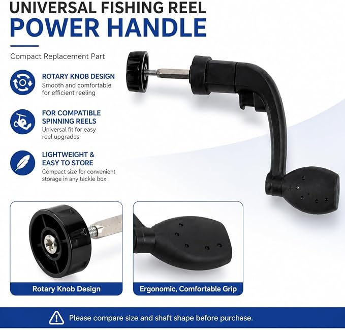 Universal Fishing Reel Rotary Knob Power Handle, Plastic Power Crank Handle for Spinning and Reels, Saltwater Fishing Gear Replacement Parts