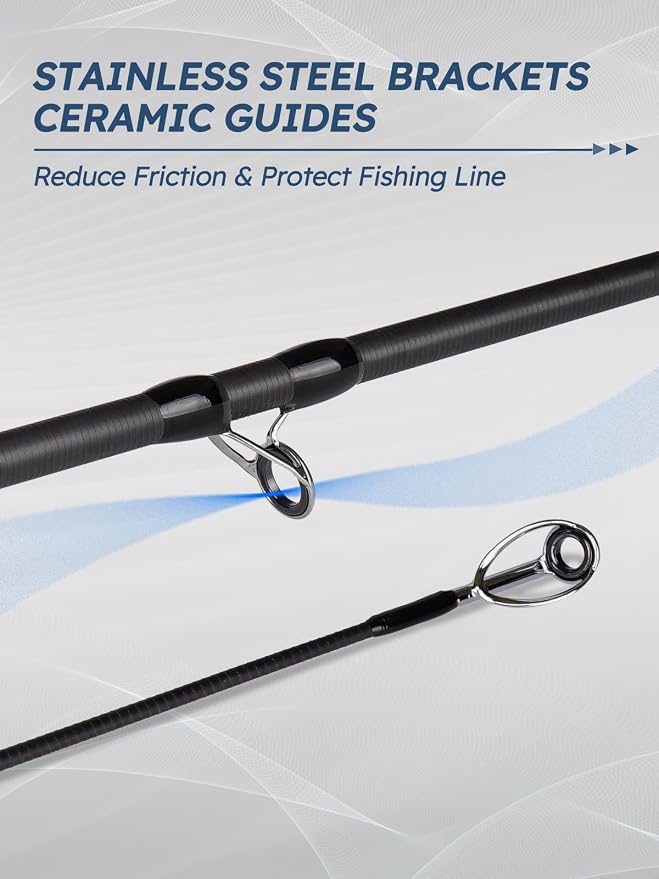Jenseits Carbon Fiber Fishing Rod Series (6-12 Ft), Spinning & Casting Rods with Stainless Steel Ceramic Guides, Fast Action Fishing Pole for Bass, Trout, Walleye & Surf Fishing
