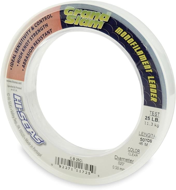 HI-SEAS Grand Slam Monofilament Fishing Leader - Superior Strong Clear Black, for Freshwater & Saltwater Big Game Bottom Fishing, Trolling