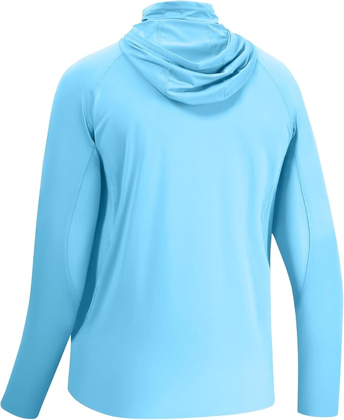 BASSDASH UPF 50+ Men’s Long Sleeve Fishing Shirt with Mask UV Neck Gaiter Hoodie