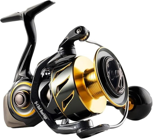 Rooblinos SW Long Shot Jigging Spinning Reel, Full Metal Body,Ultra Smooth,Powerful,Saltwater Big Fishing Reel 4000/6000/8000,9+1 BB, 66LB Max Drag, Lightweight, Inshore Offshore Surf Reel