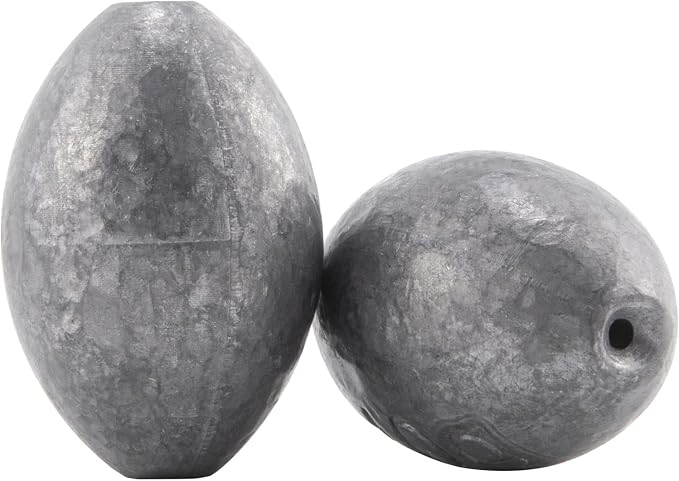 Dr.Fish Egg Sinker Lead Fishing Weights Oval Shaped Catfishing Weights Bank River Freshwater Saltwater Fishing Bass Casting