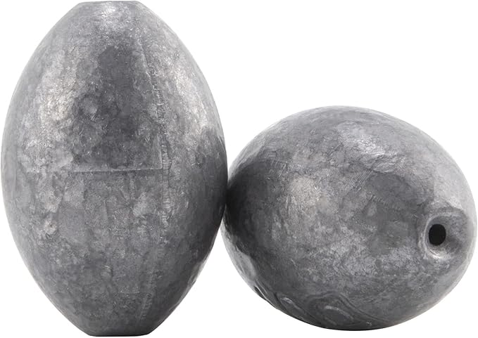 Dr.Fish Egg Sinker Lead Fishing Weights Oval Shaped Catfishing Weights Bank River Freshwater Saltwater Fishing Bass Casting