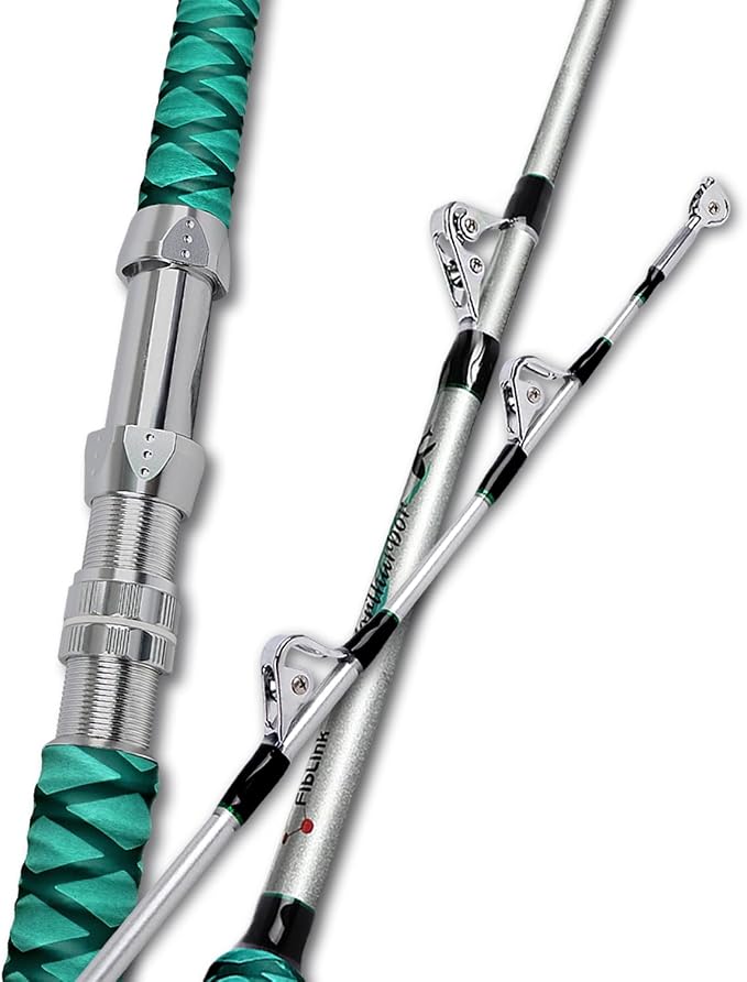 Fiblink Saltwater Fishing Rod 1 Piece Trolling Rod Deep Drop Sea Roller Rod Big Game Conventional Boat Heavy Duty Fishing Pole (5'6"/6',50-80lbs/80-120lbs/120-200lbs)