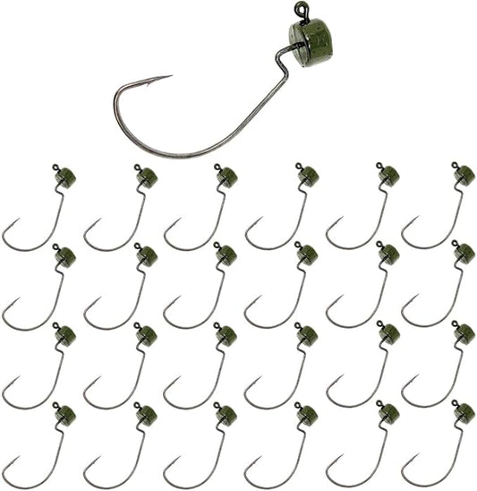Reaction Tackle Ned Rig Jig Heads - Mushroom Jig Head Shroom jigs, Bass Fishing Lures, Fishing Tackle Finesse Jig Fishing Hooks (25-Pack Kit)