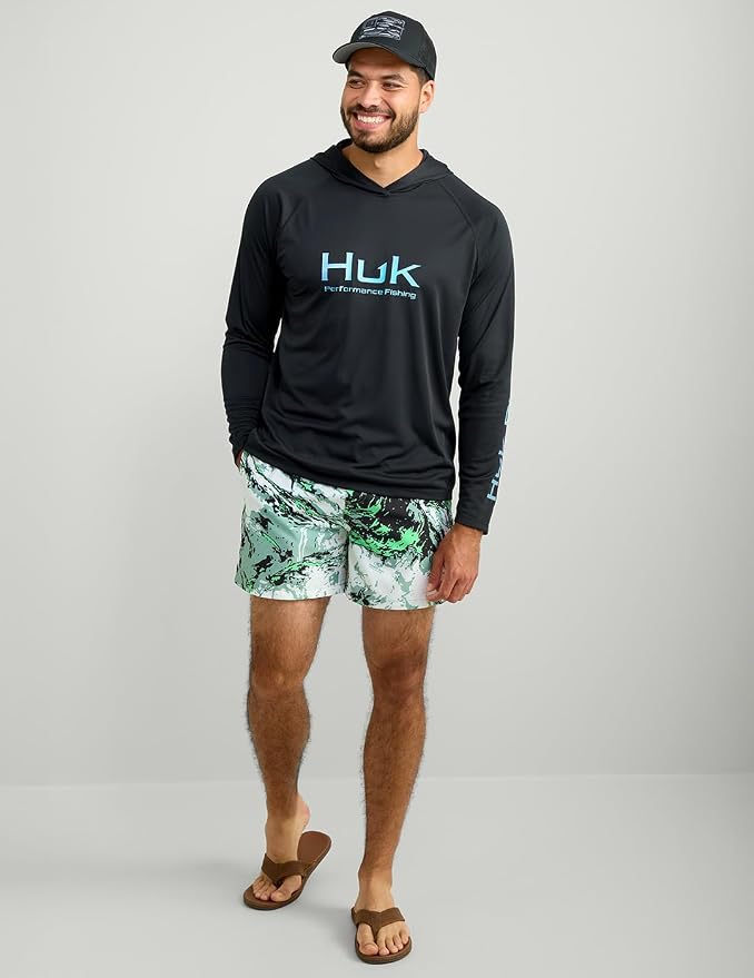 HUK Mens Pursuit Vented Long Sleeve Hoodie, Fishing Shirt with Hood