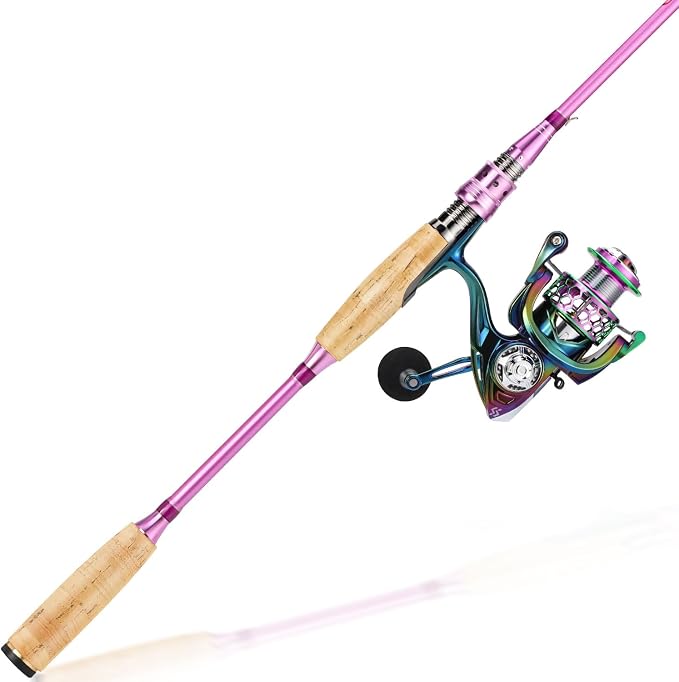 Sougayilang Spinning Rod Reel Combos,Colorful Two Pieces Spinning Pole with Smooth Strong Reel Available for Freshwater Bass Walleye Trout Fishing