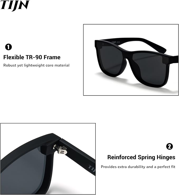 TIJN Polarized Fishing Sunglasses for Men Women UV400 Protection,Wraparound Outdoor Sports Glasses for Fishing,Hiking