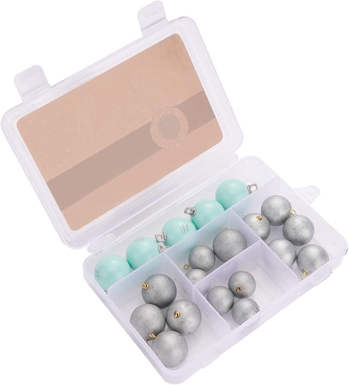 Lead Free Fishing Weights Sinkers 20g-200g Coated Egg Sinkers Cannonball Weights Assorted Sizes Bag and Fishing Weights Assortment Box Non-Lead Fishing Weights Saltwater Freshwater