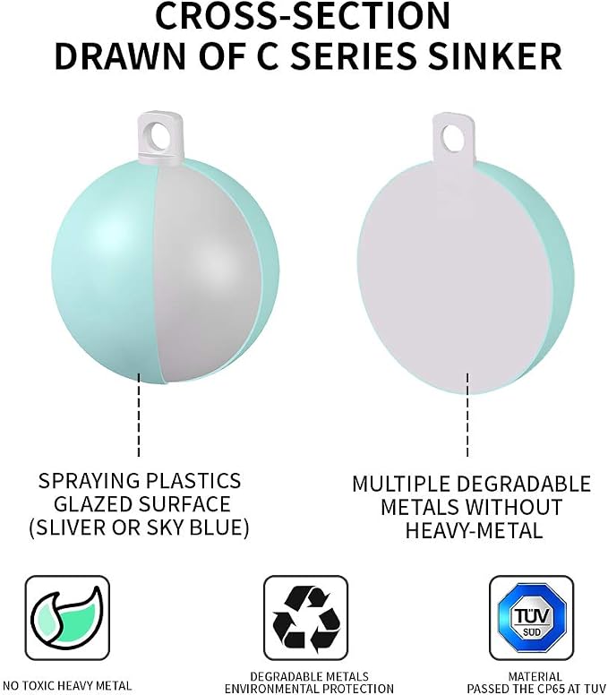 Lead Free Fishing Weights Sinkers 20g-200g Coated Egg Sinkers Cannonball Weights Assorted Sizes Bag and Fishing Weights Assortment Box Non-Lead Fishing Weights Saltwater Freshwater