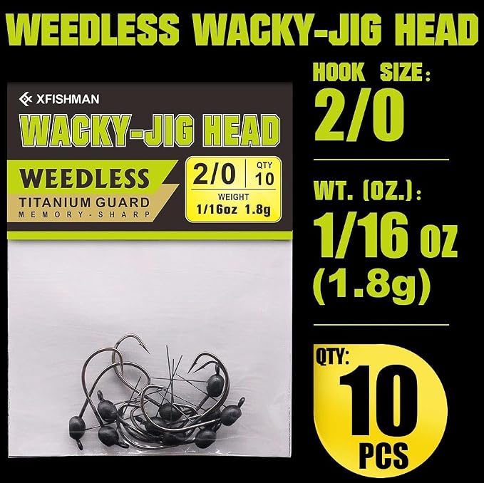 Weedless-Wacky-Rig-Hooks-Weedless-Jig-Head Worm Weights Hook for Bass Fishing 10 Pack