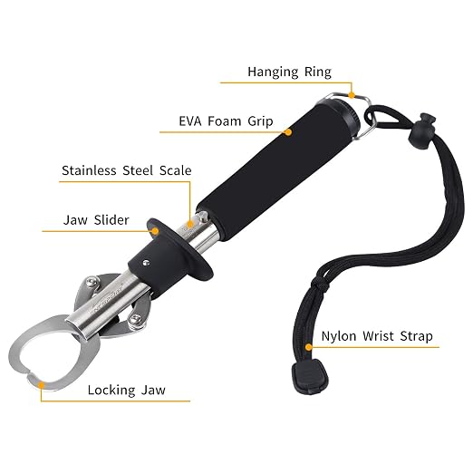 Fish Lip Gripper Fish Scales Professional Fish Holder Stainless Steel Fish Lip Grabber 40 Pound Fish Lip Grip Tool with Weight Scale