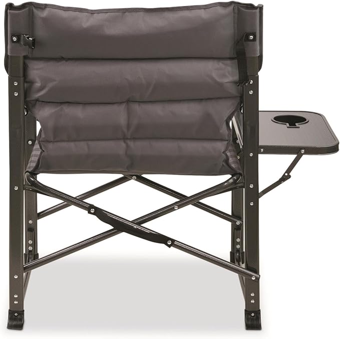 Guide Gear XL Comfort Padded Director’s Camp Chair; 400-lb. Capacity, for Camping, Fishing or by the Beach and Swimming Pool Gray Plaid