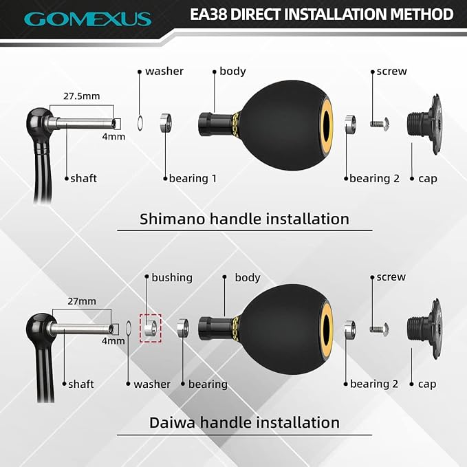 GOMEXUS Power Knob Compatible for Shimano Daiwa Spinning Reel Fishing Reel Handle Knob