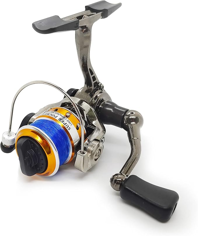 Mini 100 Pocket Metal Fishing Spinning Wheel, All-Metal Small Compact Fishing Reel for Freshwater and All Season Fishing