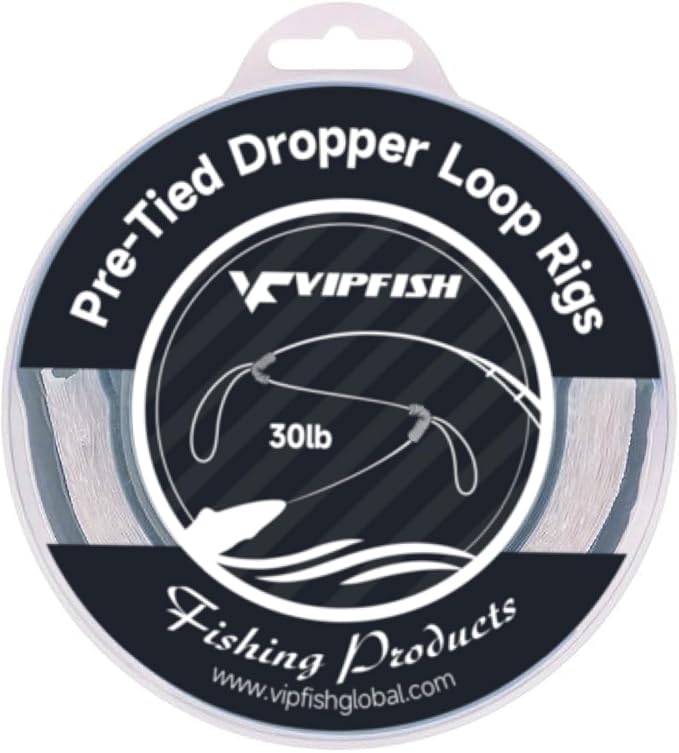 80 Pre-Tied Dropper Loops, 60LB Monofilament Fishing Line, 16 Inch Spacing with 5-6 Inch Loop, Saltwater Freshwater Fishing Leader Rigs for Bottom Fishing