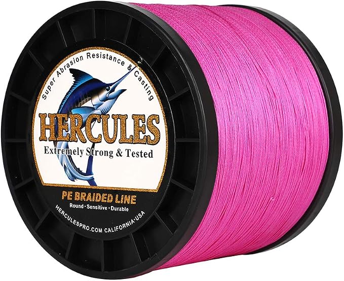 HERCULES Cost-Effective Super Cast 8 Strands Braided Fishing Line 10LB to 300LB Test for Salt-Water,109/328/547/1094 Yards(100M/300M/500M/1000M),Diam.#0.12MM-1.2MM,Hi-Grade Performance,Variety Colors